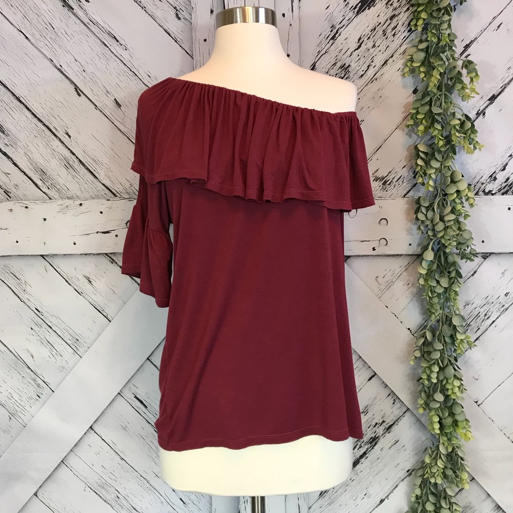 NWT Paige Pax One Shoulder Ruffle Top Size XS